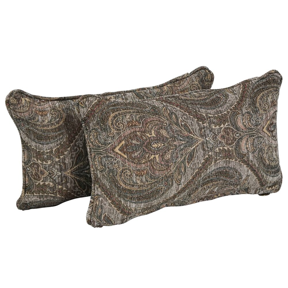 5259 Corded Rectangular Jacquard Chenille Throw Pillow, 20" x 12", Grey
